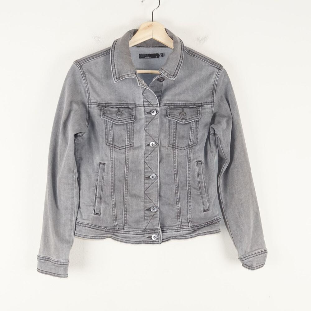 Prana Gray Abbot Stretch Denim Jacket Womens Sz S